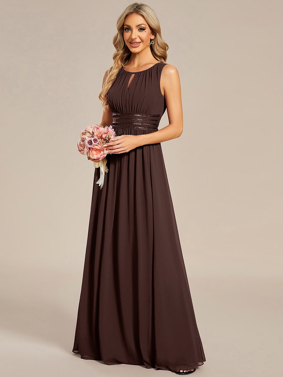 Color=Chocolate Brown | Embroidered Chiffon A-Line Floor Length Bridesmaid Dress-Chocolate Brown 3