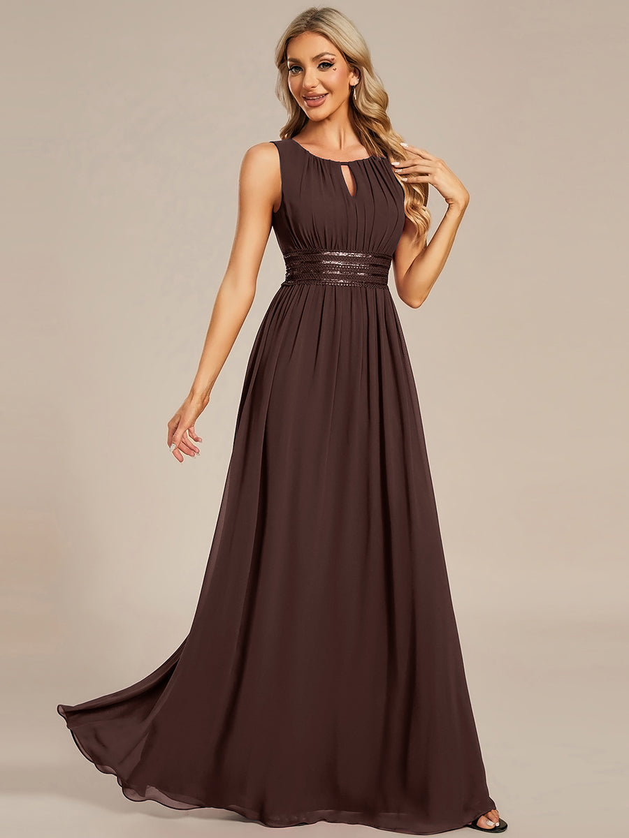 Color=Chocolate Brown | Embroidered Chiffon A-Line Floor Length Bridesmaid Dress-Chocolate Brown 4