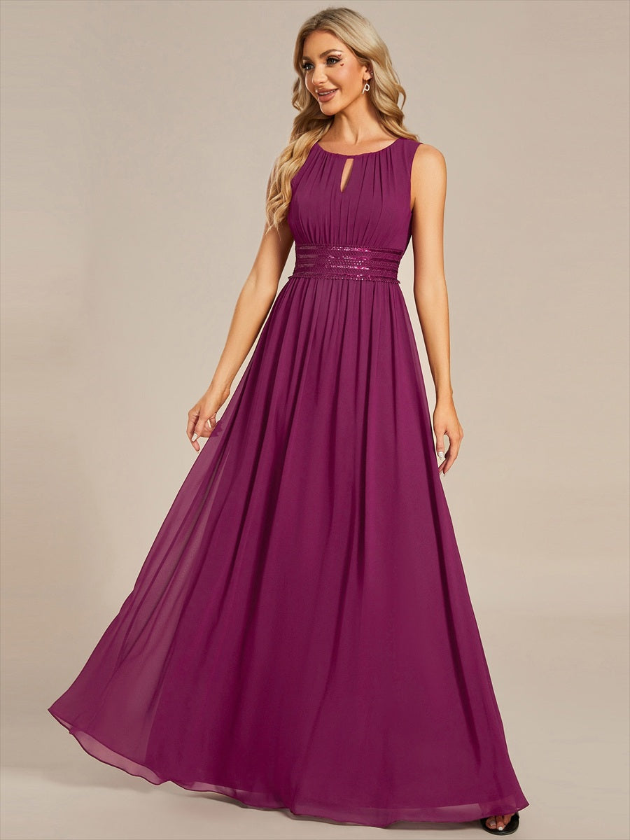Color=Dusk Rose|Embroidered Chiffon A-Line Floor Length Bridesmaid Dress-Dusk Rose
