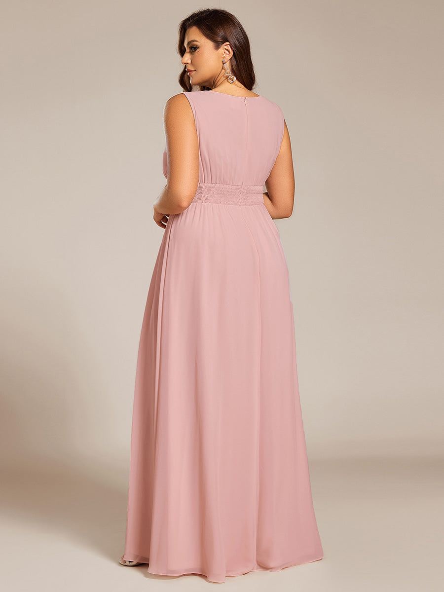 Color=Dusty Rose | Commercial Wholesale Sleeveless Embroidered Round Neck A-Line Floor Length Bridesmaid Dresses-Dusty Rose 17