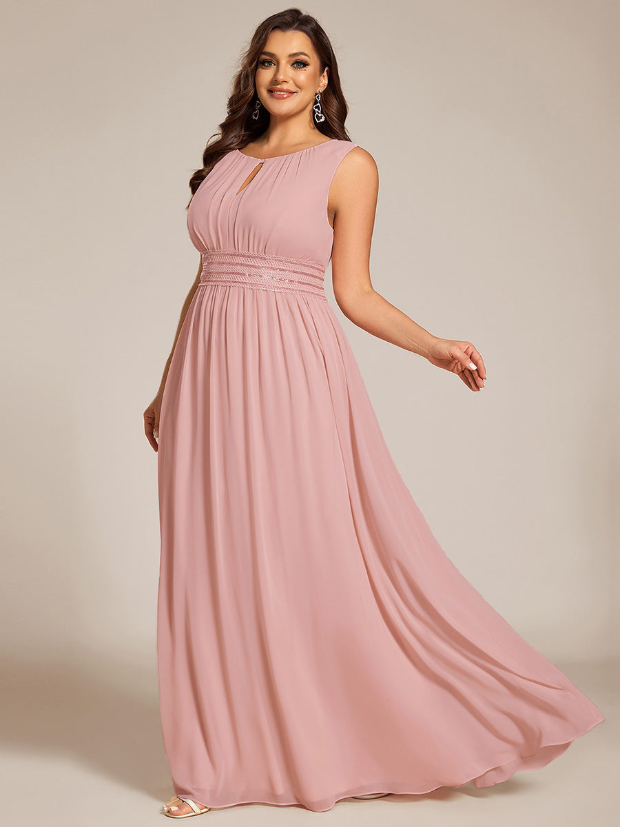 Color=Dusty Rose | Commercial Wholesale Sleeveless Embroidered Round Neck A-Line Floor Length Bridesmaid Dresses-Dusty Rose 19