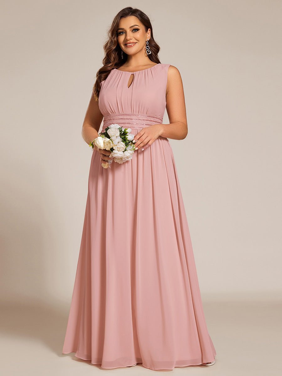 Color=Dusty Rose | Commercial Wholesale Sleeveless Embroidered Round Neck A-Line Floor Length Bridesmaid Dresses-Dusty Rose 20