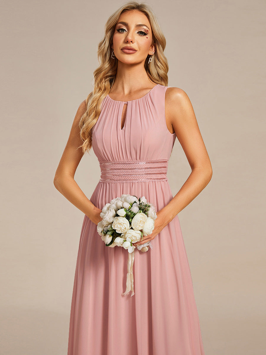 Color=Dusty Rose | Commercial Wholesale Sleeveless Embroidered Round Neck A-Line Floor Length Bridesmaid Dresses-Dusty Rose 13