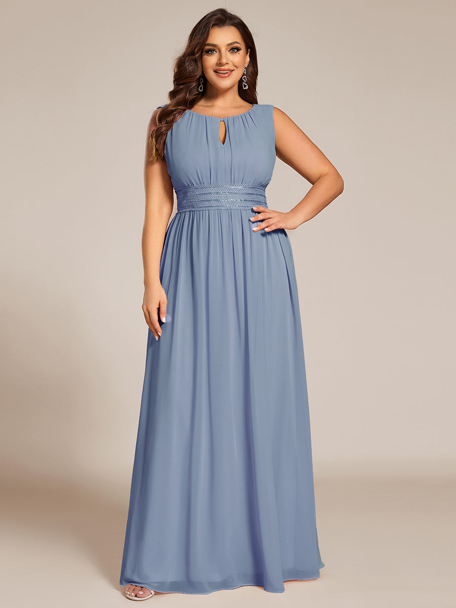 Color=Slate Blue | Commercial Wholesale Sleeveless Embroidered Round Neck A-Line Floor Length Bridesmaid Dresses-Slate Blue 26
