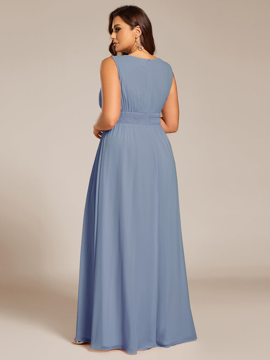Color=Slate Blue | Commercial Wholesale Sleeveless Embroidered Round Neck A-Line Floor Length Bridesmaid Dresses-Slate Blue 27