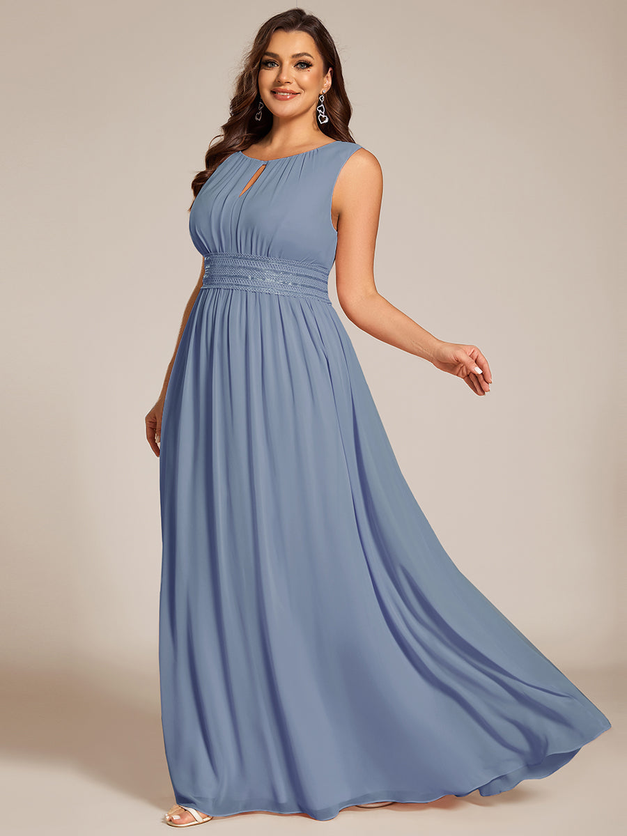 Color=Slate Blue | Commercial Wholesale Sleeveless Embroidered Round Neck A-Line Floor Length Bridesmaid Dresses-Slate Blue 29