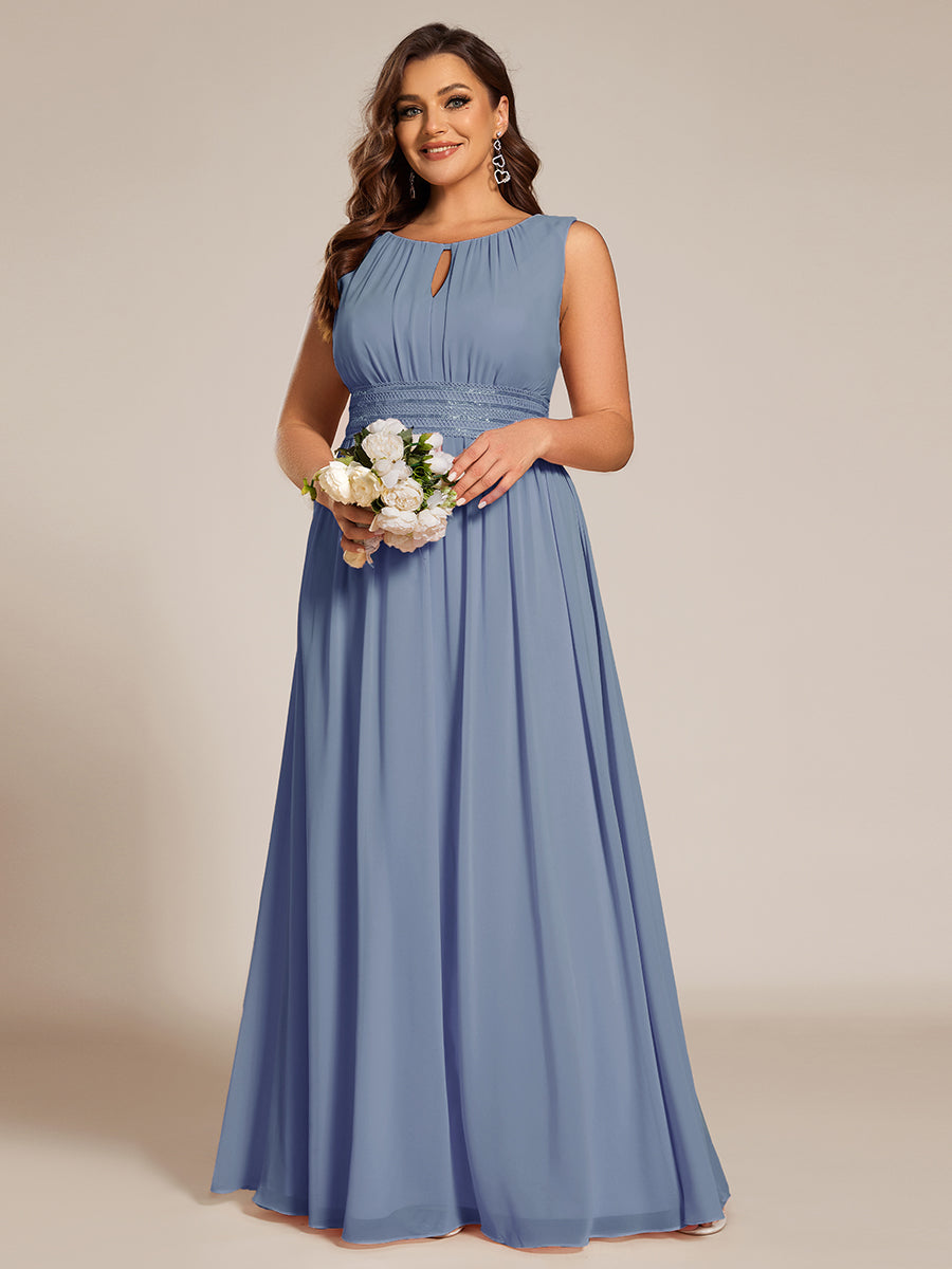 Color=Slate Blue | Commercial Wholesale Sleeveless Embroidered Round Neck A-Line Floor Length Bridesmaid Dresses-Slate Blue 30