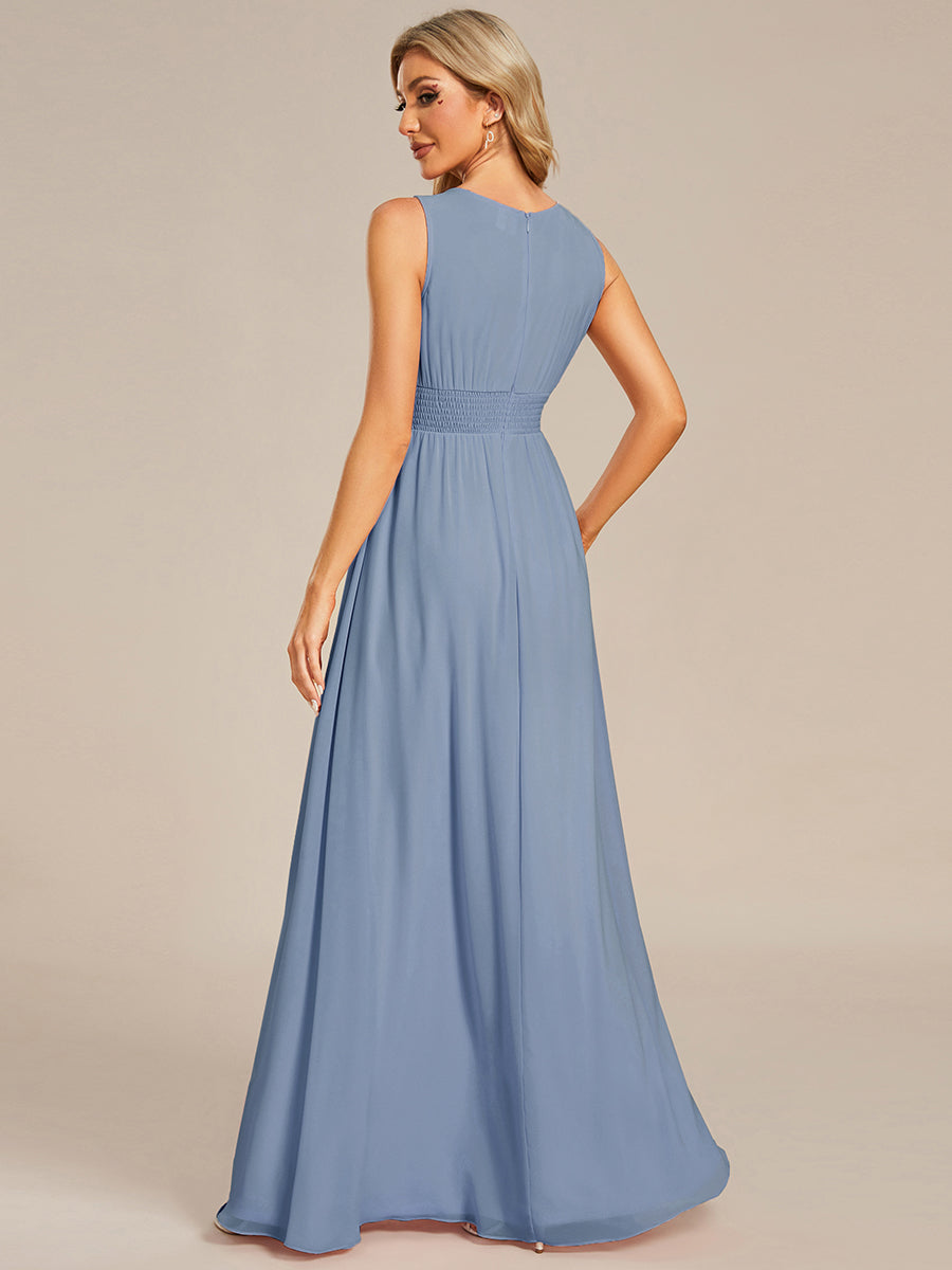 Color=Slate Blue | Commercial Wholesale Sleeveless Embroidered Round Neck A-Line Floor Length Bridesmaid Dresses-Slate Blue 22