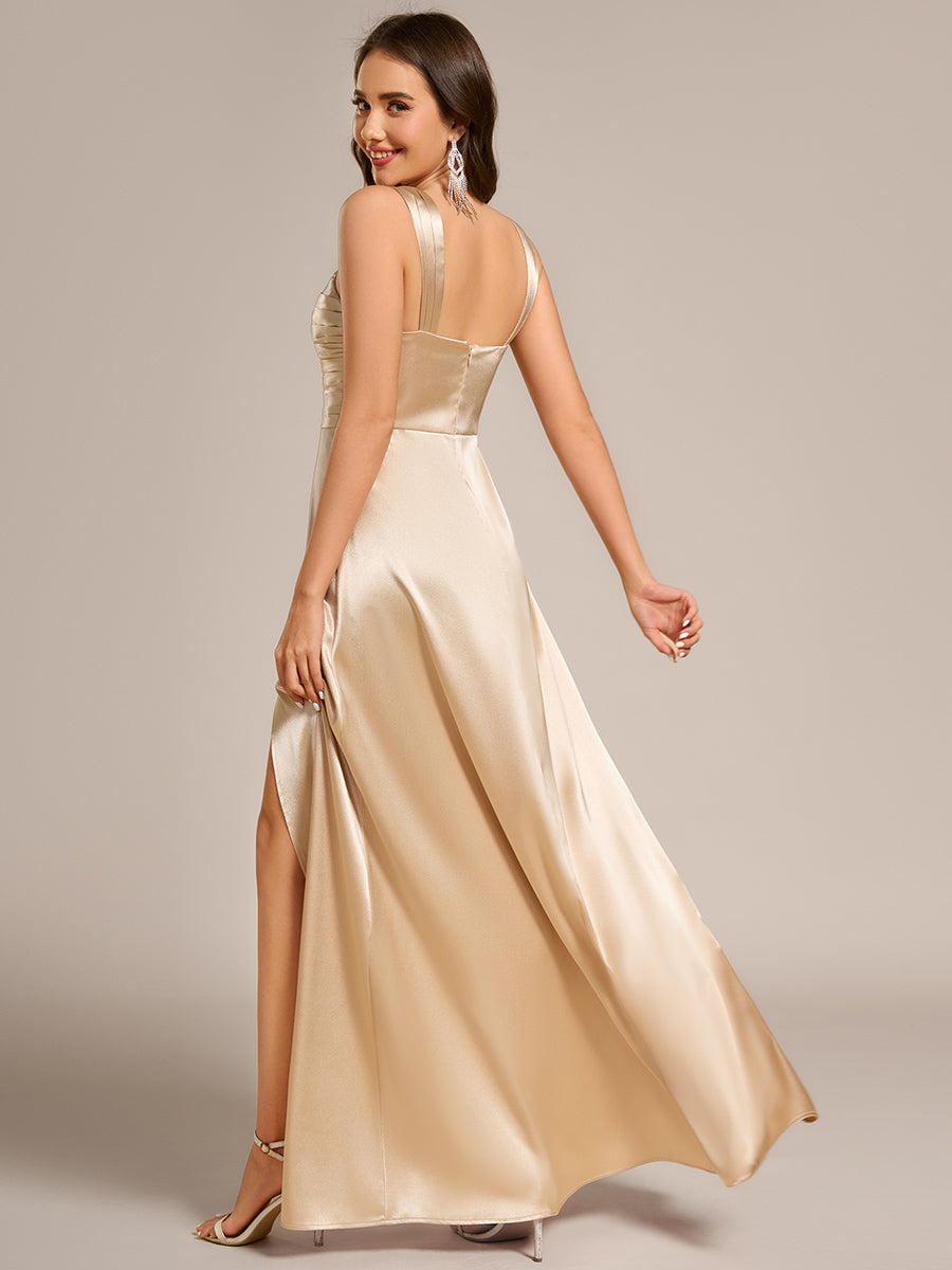 Color=Charcoal | Elegant Bodycon Split Fishtail Floor Length Satin Bridesmaid Dresses with Regular Fold Stream-Charcoal 7