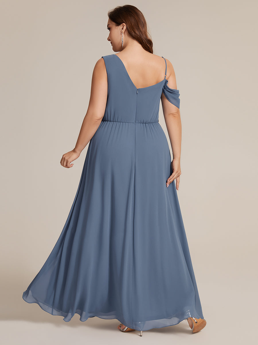 Color=Dusty Blue | B2B-Exclusive Short Sleeve Asymmetrical Sequin A-Line Maxi Bridesmaid Dresses-Dusty Blue 7
