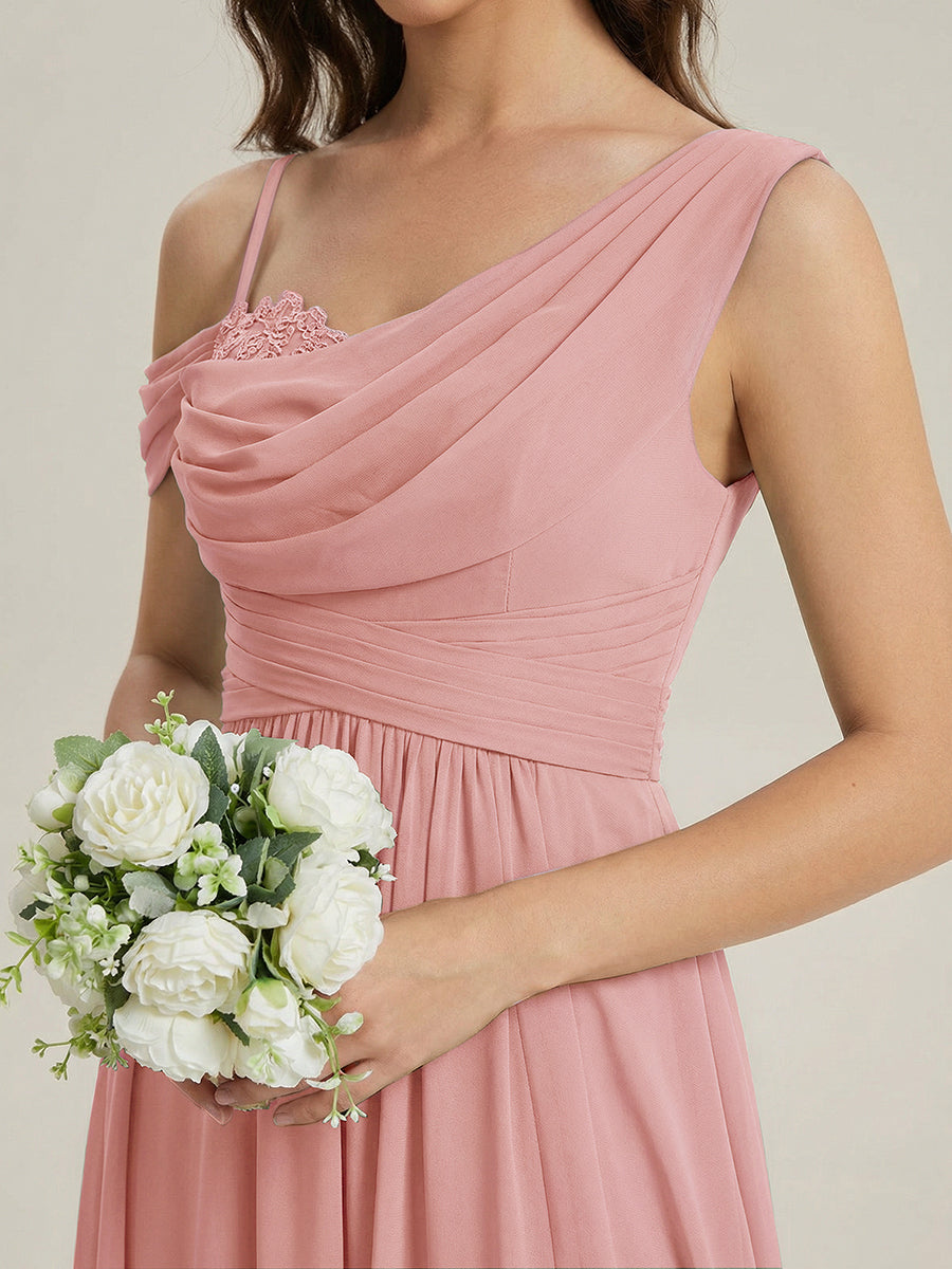 Color=Dusty Rose | Wholesale Short Sleeves Asymmetrical Sequin A-Line Floor Length Bridesmaid Dresses-Dusty Rose 3