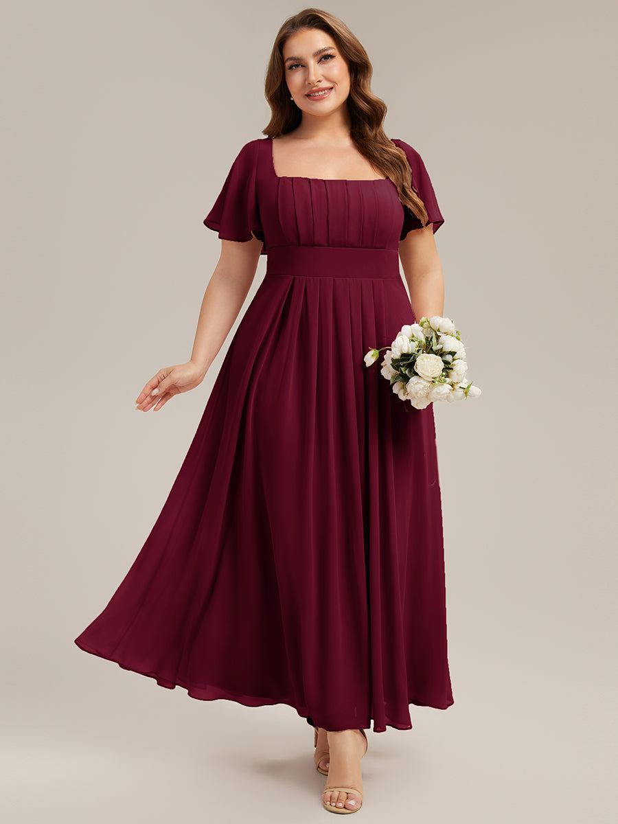 Color=Burgundy | Fast Delivery Short Sleeve Ruffle Backless Ruched A-Line Floor Length Bridesmaid Dresses-Burgundy 6