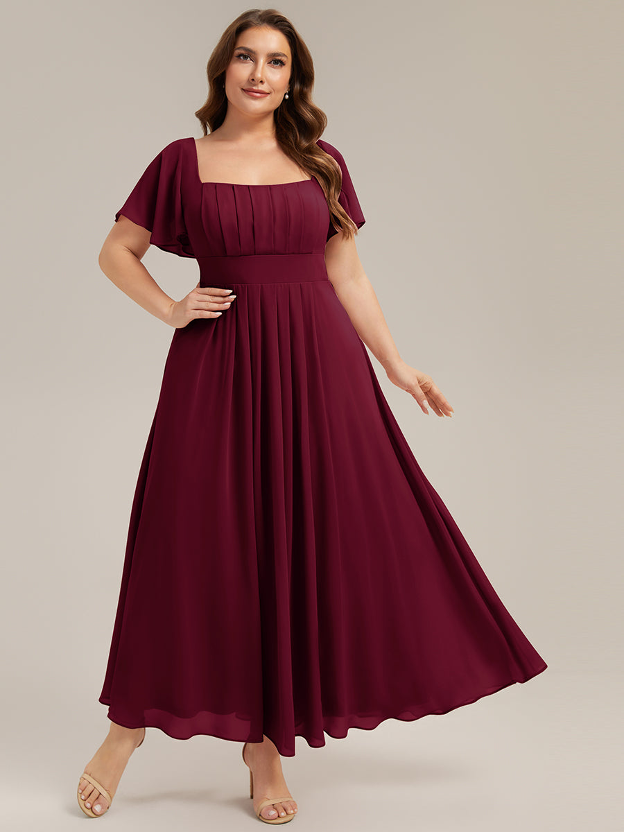 Color=Burgundy | Fast Delivery Short Sleeve Ruffle Backless Ruched A-Line Floor Length Bridesmaid Dresses-Burgundy 10