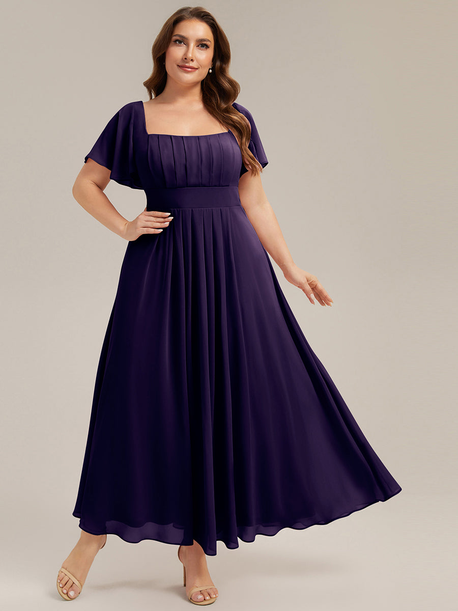 Color=Dark Purple | Factory Design Short Sleeve Ruffle Backless Ruched A-Line Maxi Bridesmaid Dresses-Dark Purple 10