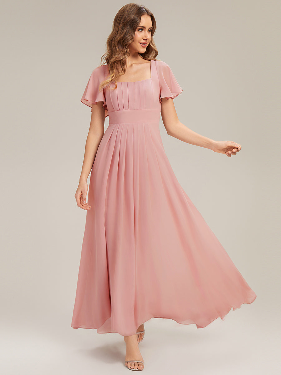Color=Dusty Rose | Fast Delivery Short Sleeve Ruffle Backless Ruched A-Line Floor Length Bridesmaid Dresses-Dusty Rose 11