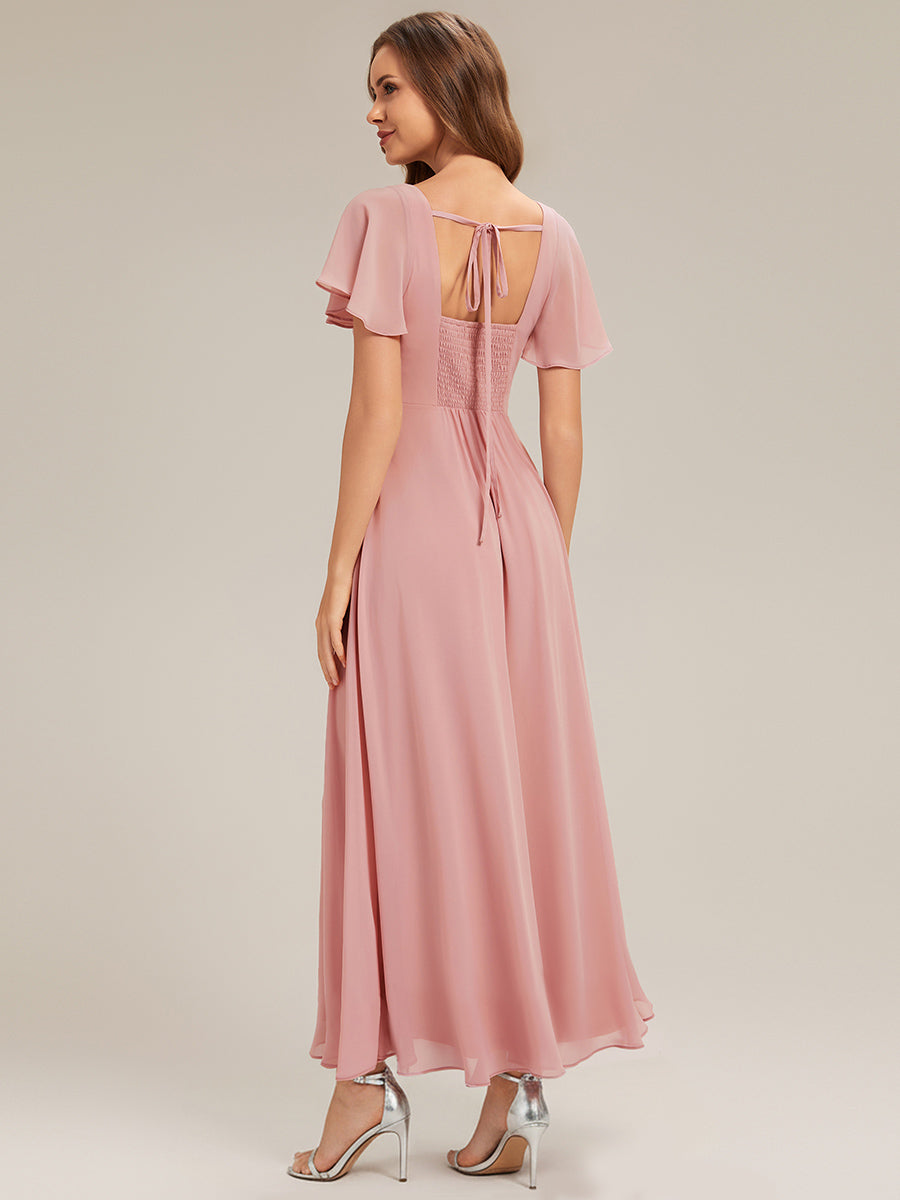 Color=Dusty Rose | Fast Delivery Short Sleeve Ruffle Backless Ruched A-Line Floor Length Bridesmaid Dresses-Dusty Rose 12