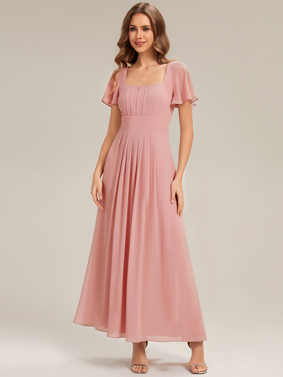 Color=Dusty Rose | Fast Delivery Short Sleeve Ruffle Backless Ruched A-Line Floor Length Bridesmaid Dresses-Dusty Rose 15