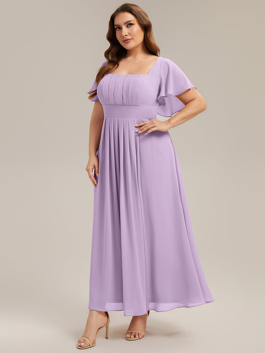 Color=Frosted Lilac | Bulk Order Short Sleeve Ruffle Backless Ruched A-Line Maxi Bridesmaid Dresses-Frosted Lilac 9