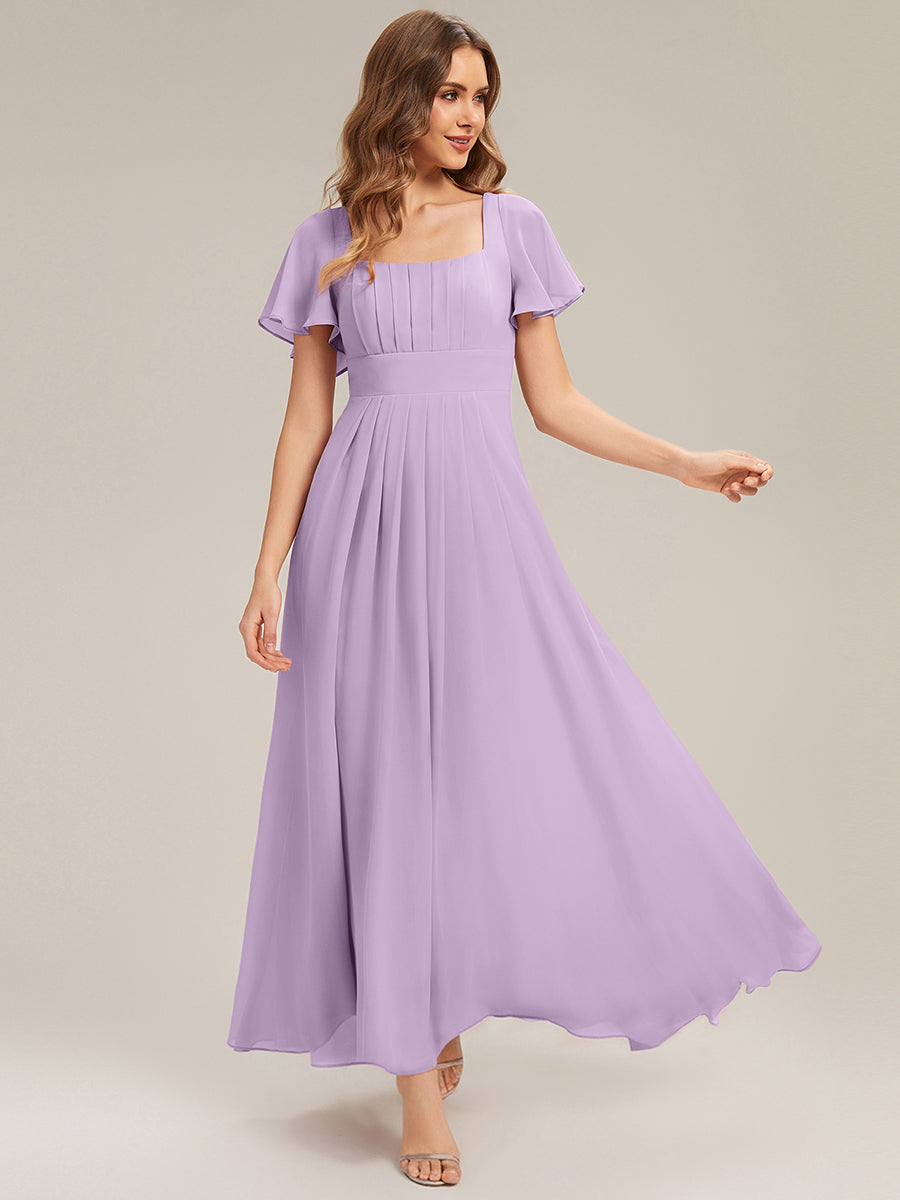 Color=Frosted Lilac | Bulk Order Short Sleeve Ruffle Backless Ruched A-Line Maxi Bridesmaid Dresses-Frosted Lilac 1