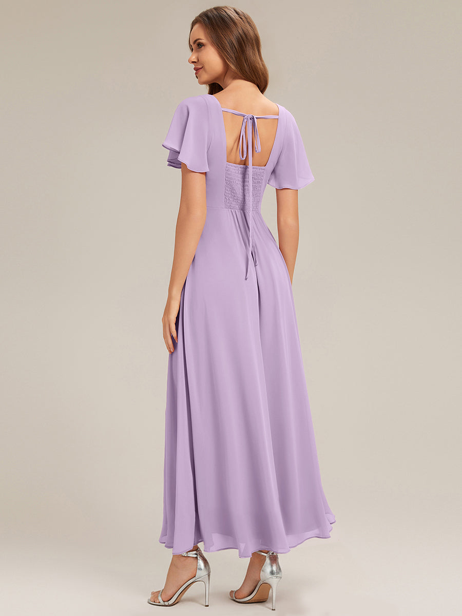 Color=Frosted Lilac | Bulk Order Short Sleeve Ruffle Backless Ruched A-Line Maxi Bridesmaid Dresses-Frosted Lilac 2