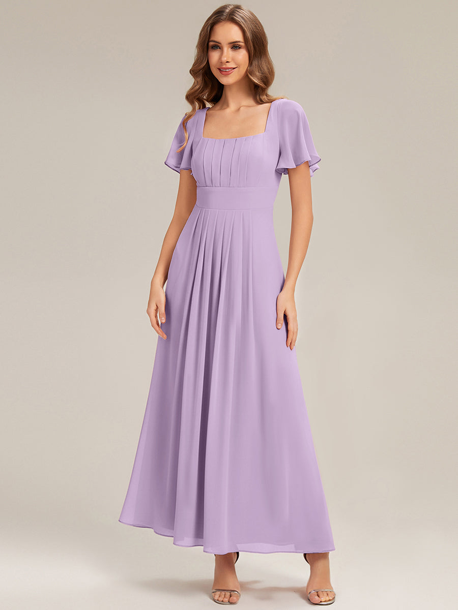 Color=Frosted Lilac | Bulk Order Short Sleeve Ruffle Backless Ruched A-Line Maxi Bridesmaid Dresses-Frosted Lilac 5
