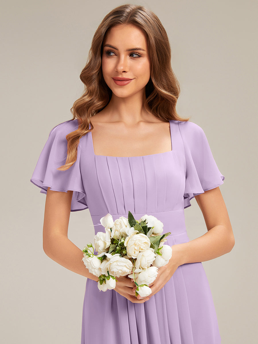 Color=Frosted Lilac | Bulk Order Short Sleeve Ruffle Backless Ruched A-Line Maxi Bridesmaid Dresses-Frosted Lilac 3