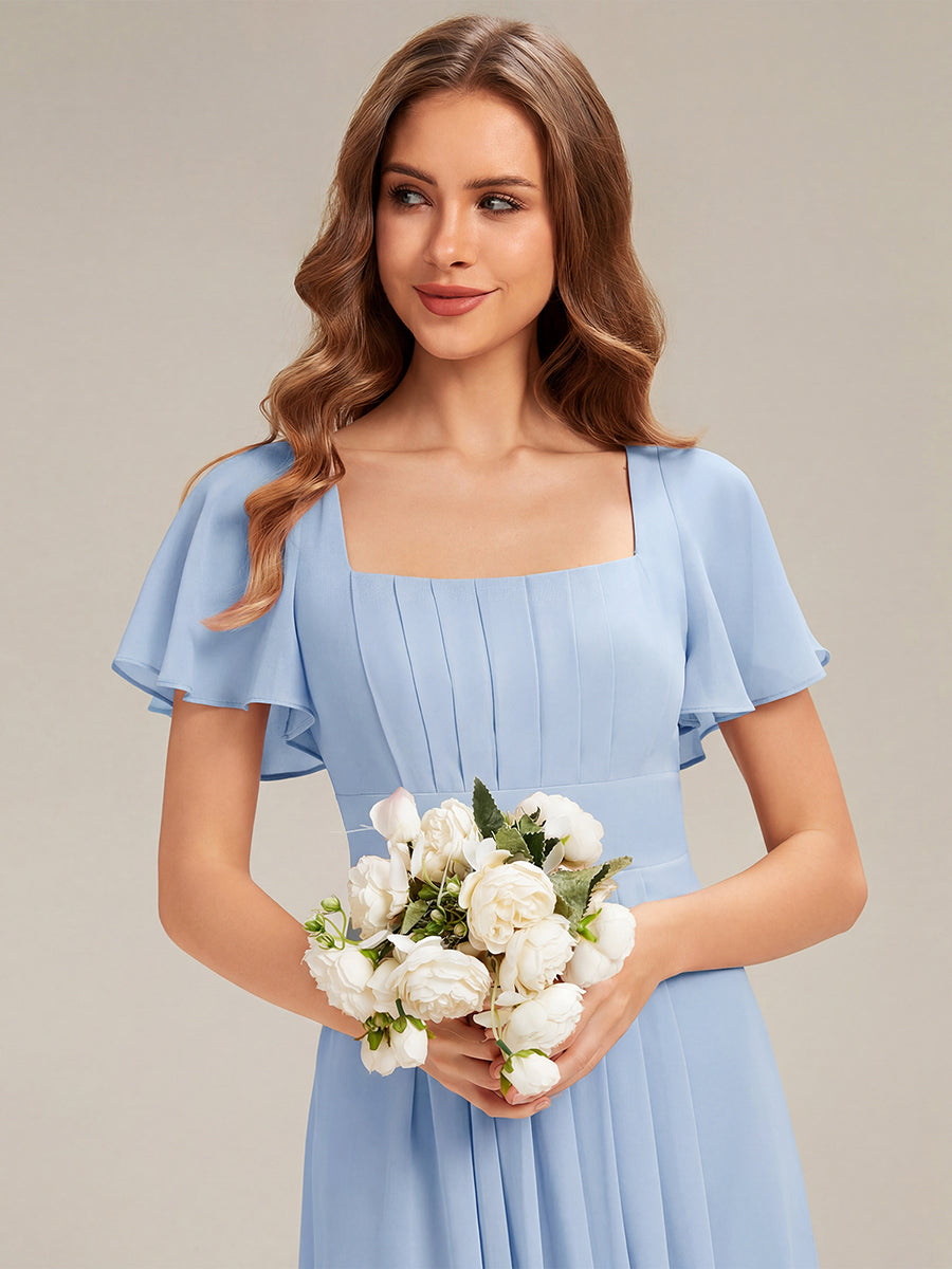 Color=Ice Blue | Fast Delivery Short Sleeve Ruffle Backless Ruched A-Line Floor Length Bridesmaid Dresses-Ice Blue 5