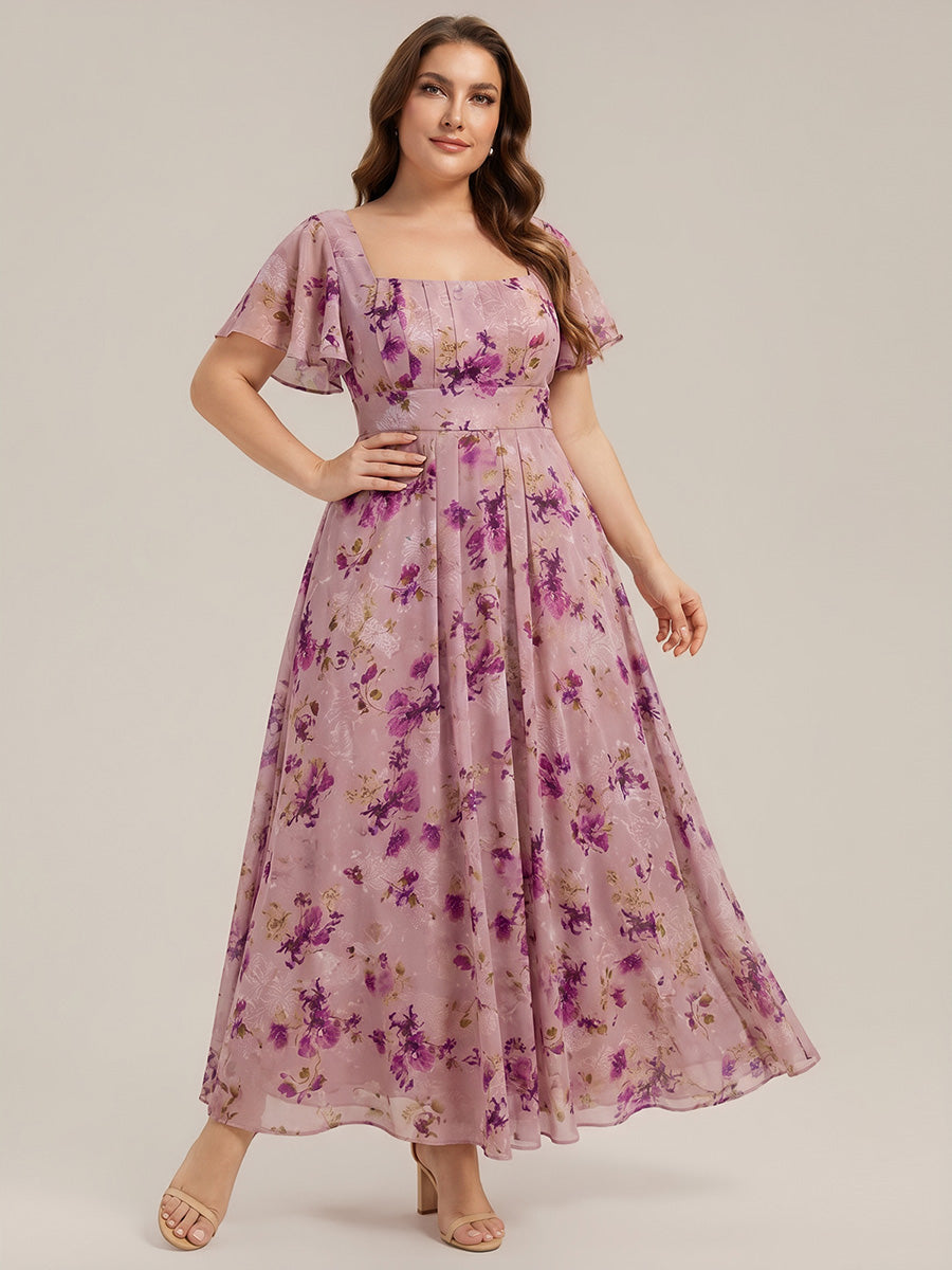 Color=Light Purple Print | Bulk Order Short Sleeve Ruffle Backless Ruched A-Line Maxi Bridesmaid Dresses-Light Purple Print 20