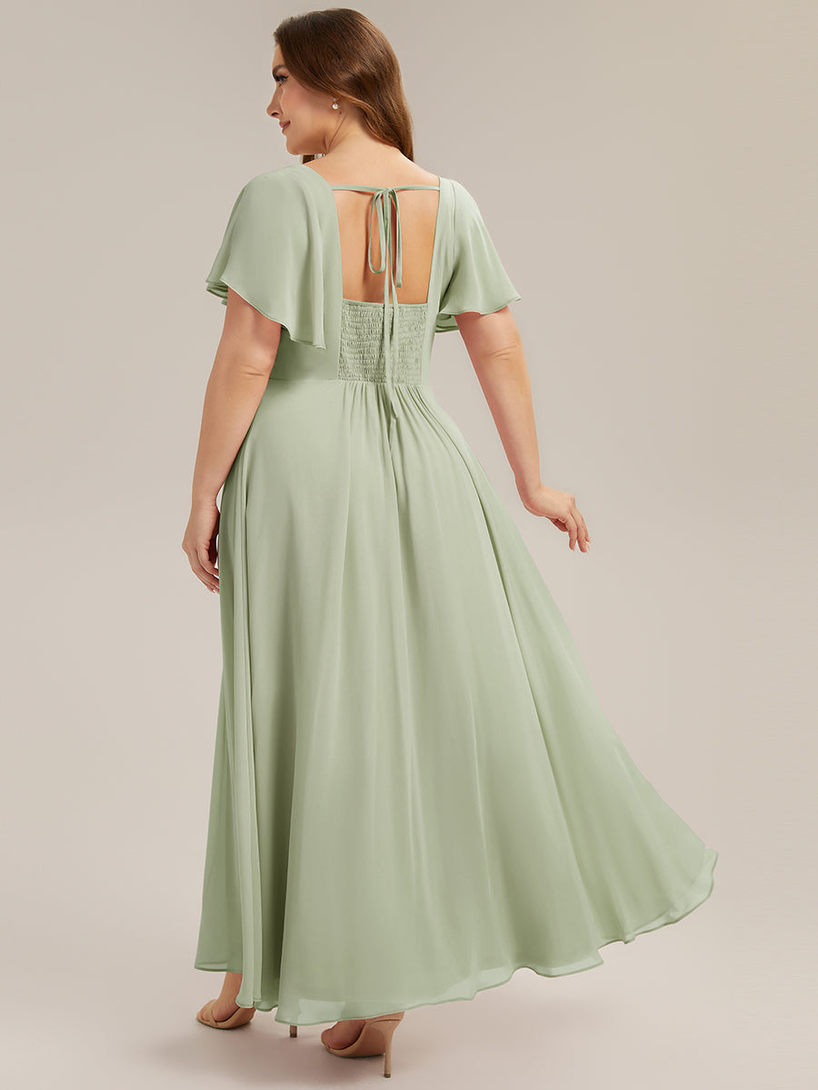 Color=Mint Green | Fast Delivery Short Sleeve Ruffle Backless Ruched A-Line Floor Length Bridesmaid Dresses-Mint Green 27