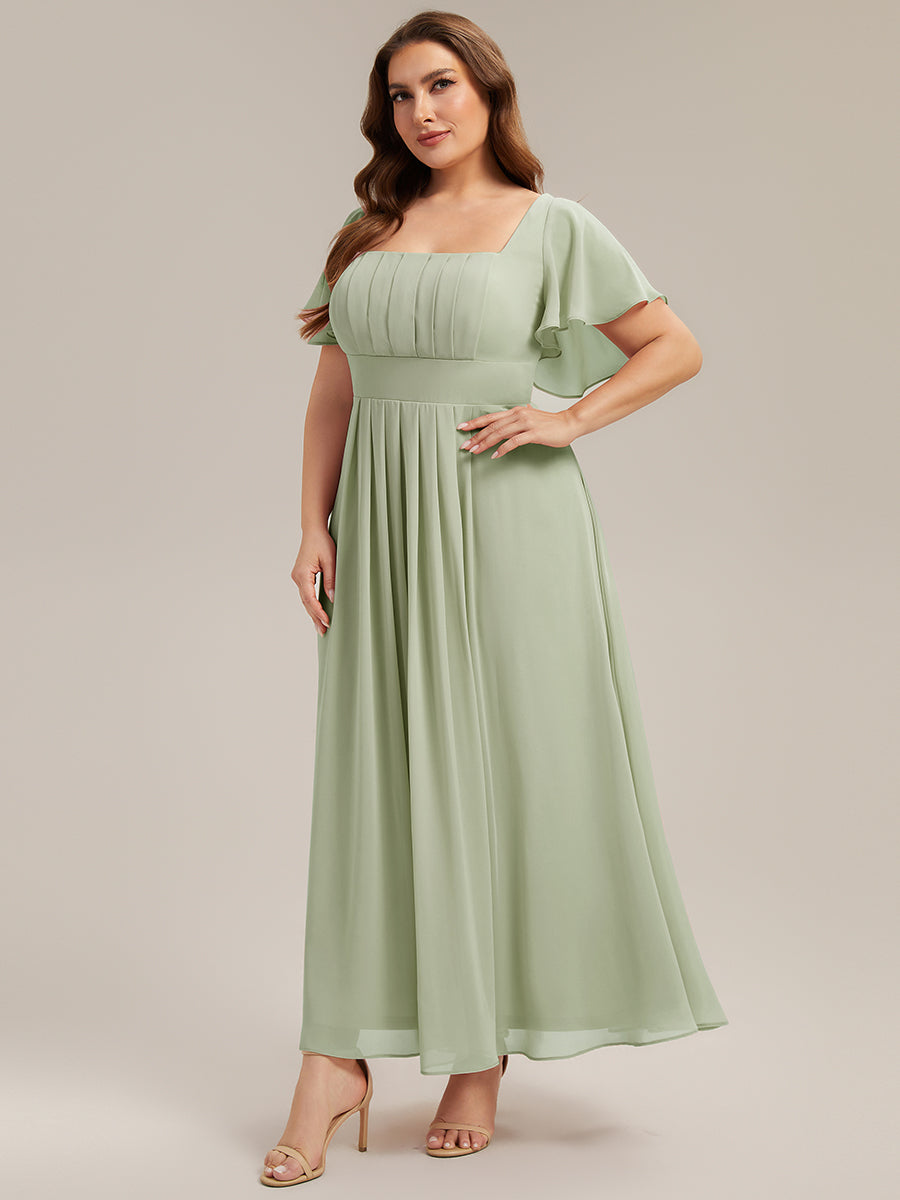 Color=Mint Green | Fast Delivery Short Sleeve Ruffle Backless Ruched A-Line Floor Length Bridesmaid Dresses-Mint Green 29