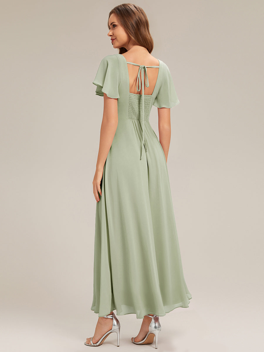 Color=Mint Green | Fast Delivery Short Sleeve Ruffle Backless Ruched A-Line Floor Length Bridesmaid Dresses-Mint Green 22