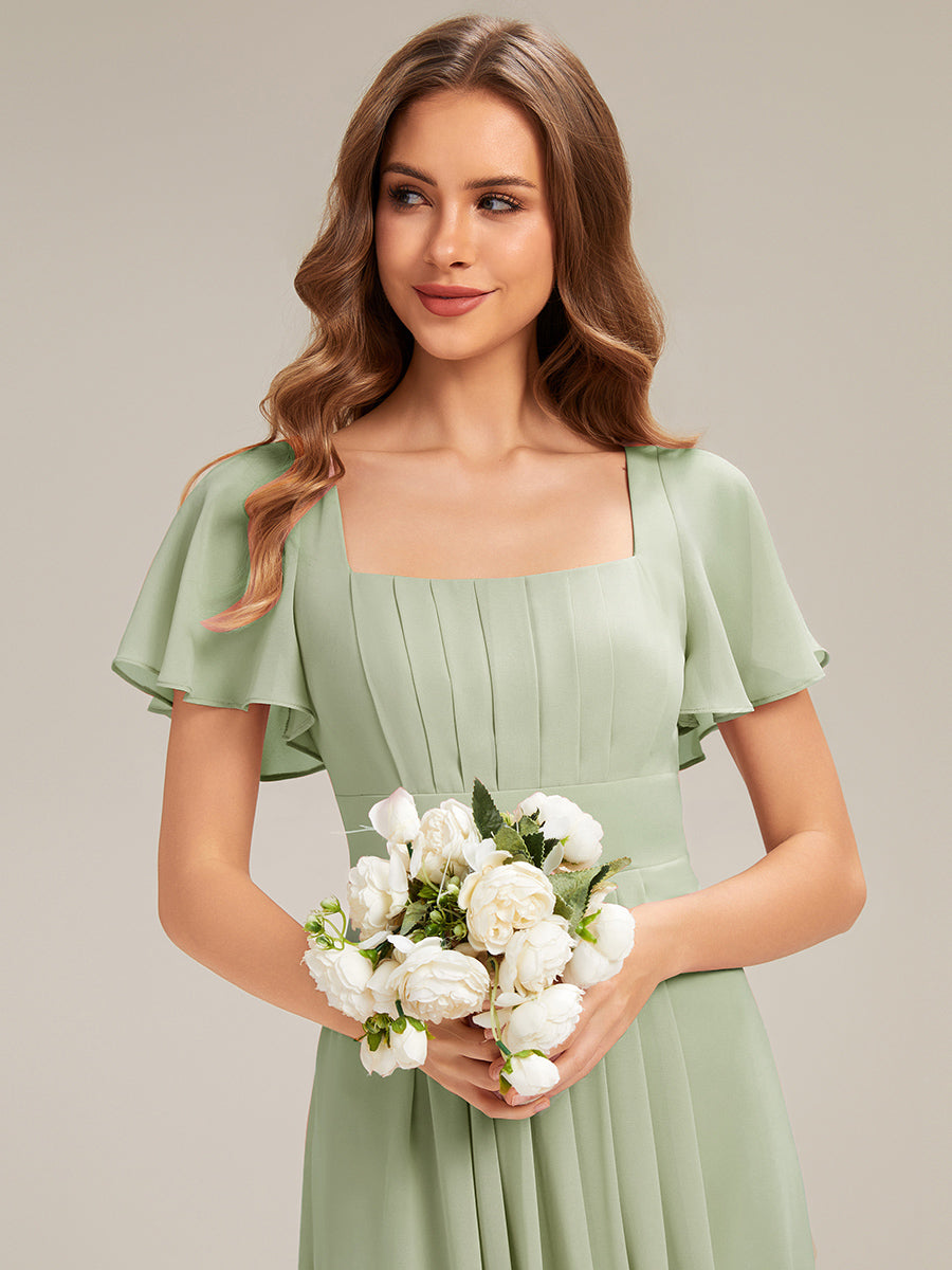 Color=Mint Green | Fast Delivery Short Sleeve Ruffle Backless Ruched A-Line Floor Length Bridesmaid Dresses-Mint Green 23