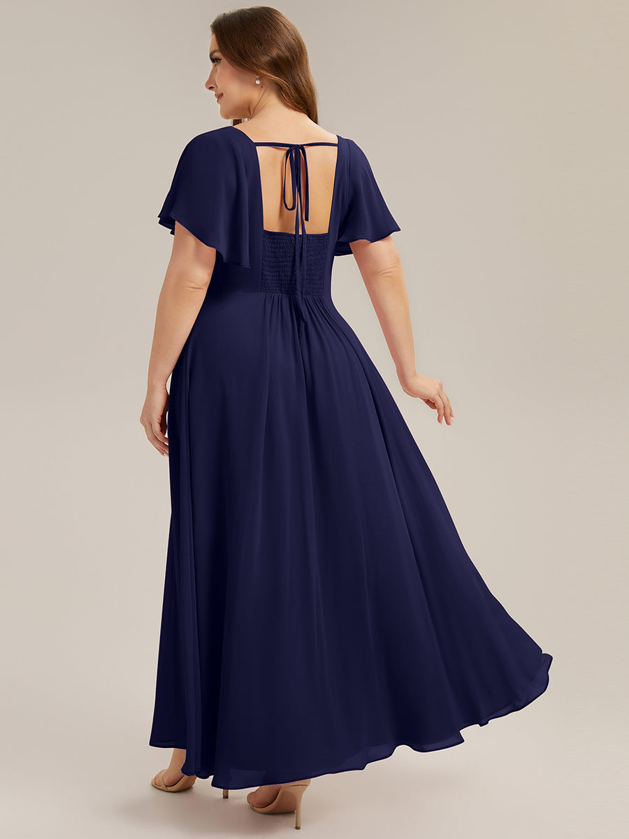 Color=Navy Blue | Bulk Order Short Sleeve Ruffle Backless Ruched A-Line Maxi Bridesmaid Dresses-Navy Blue 27