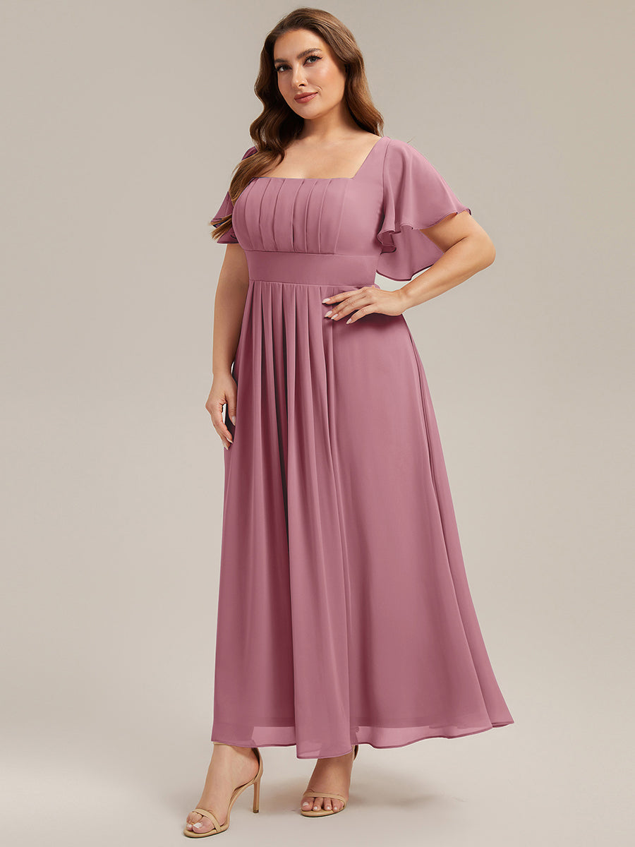 Color=Purple Orchid | Factory Design Short Sleeve Ruffle Backless Ruched A-Line Maxi Bridesmaid Dresses-Purple Orchid 19