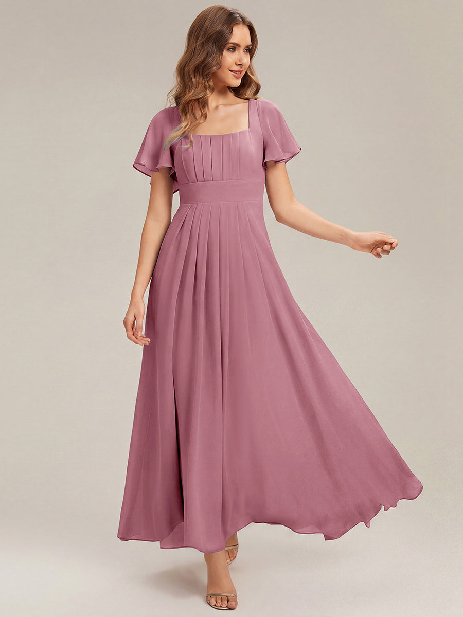 Color=Purple Orchid | Factory Design Short Sleeve Ruffle Backless Ruched A-Line Maxi Bridesmaid Dresses-Purple Orchid 11