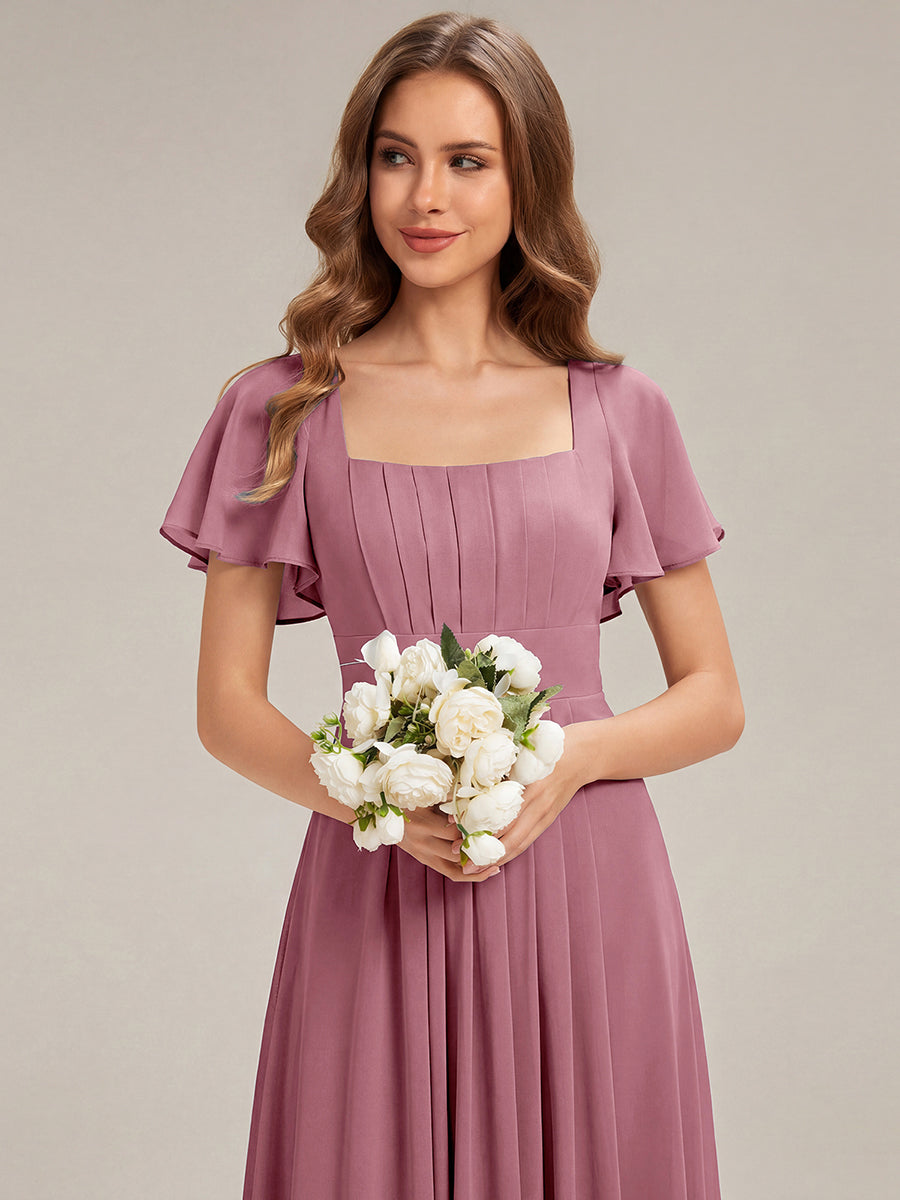 Color=Purple Orchid | Factory Design Short Sleeve Ruffle Backless Ruched A-Line Maxi Bridesmaid Dresses-Purple Orchid 13