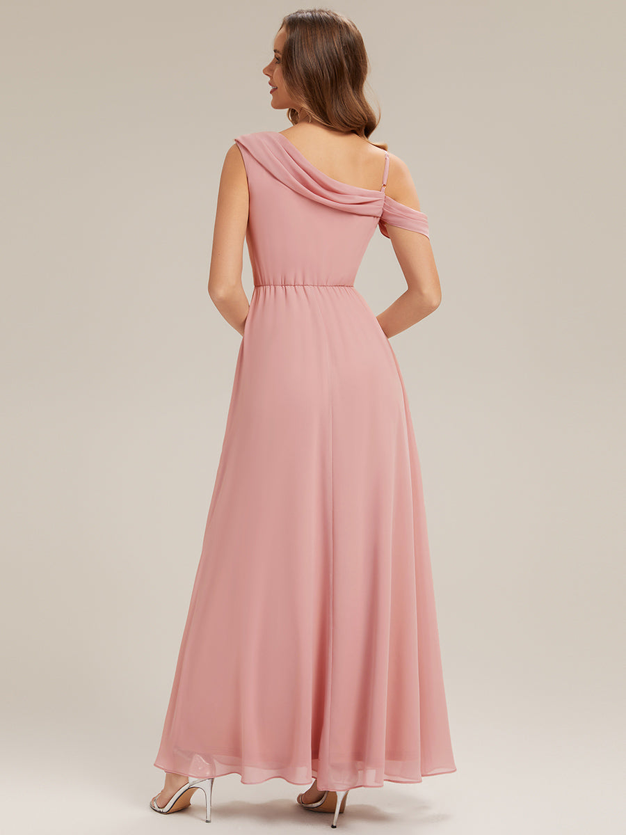 Color=Dusty Rose | Fast Delivery Short Sleeve Asymmetrical A-Line Floor Length Rhinestone Bridesmaid Dresses-Dusty Rose 7