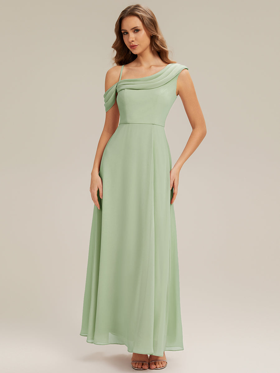 Color=Mint Green | Fast Delivery Short Sleeve Asymmetrical A-Line Floor Length Rhinestone Bridesmaid Dresses-Mint Green 14