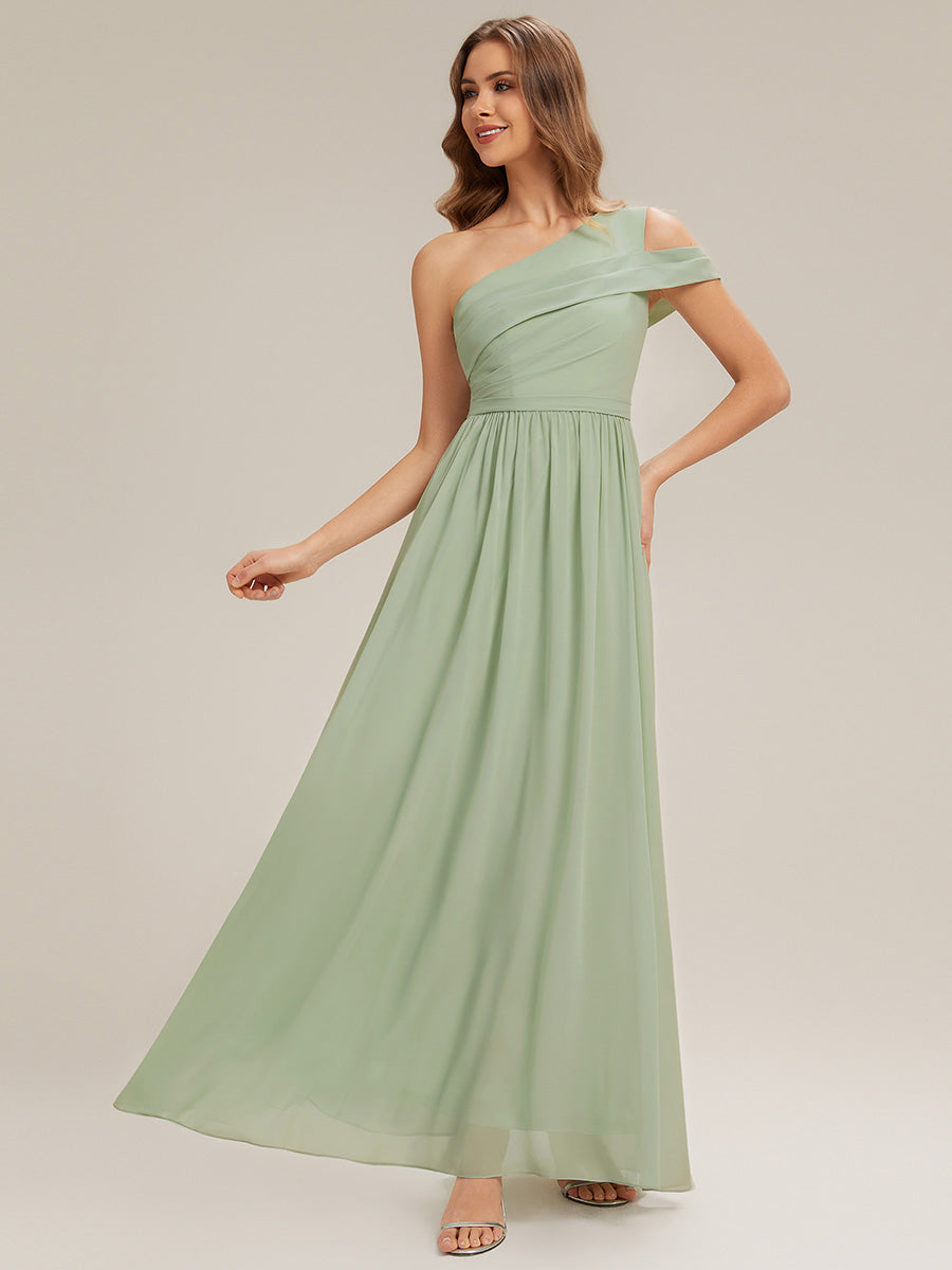 Color=Mint Green | Volume Discounts Short Sleeve Asymmetrical Non-Stretch A-Line Floor Length Bridesmaid Dresses-Mint Green 6