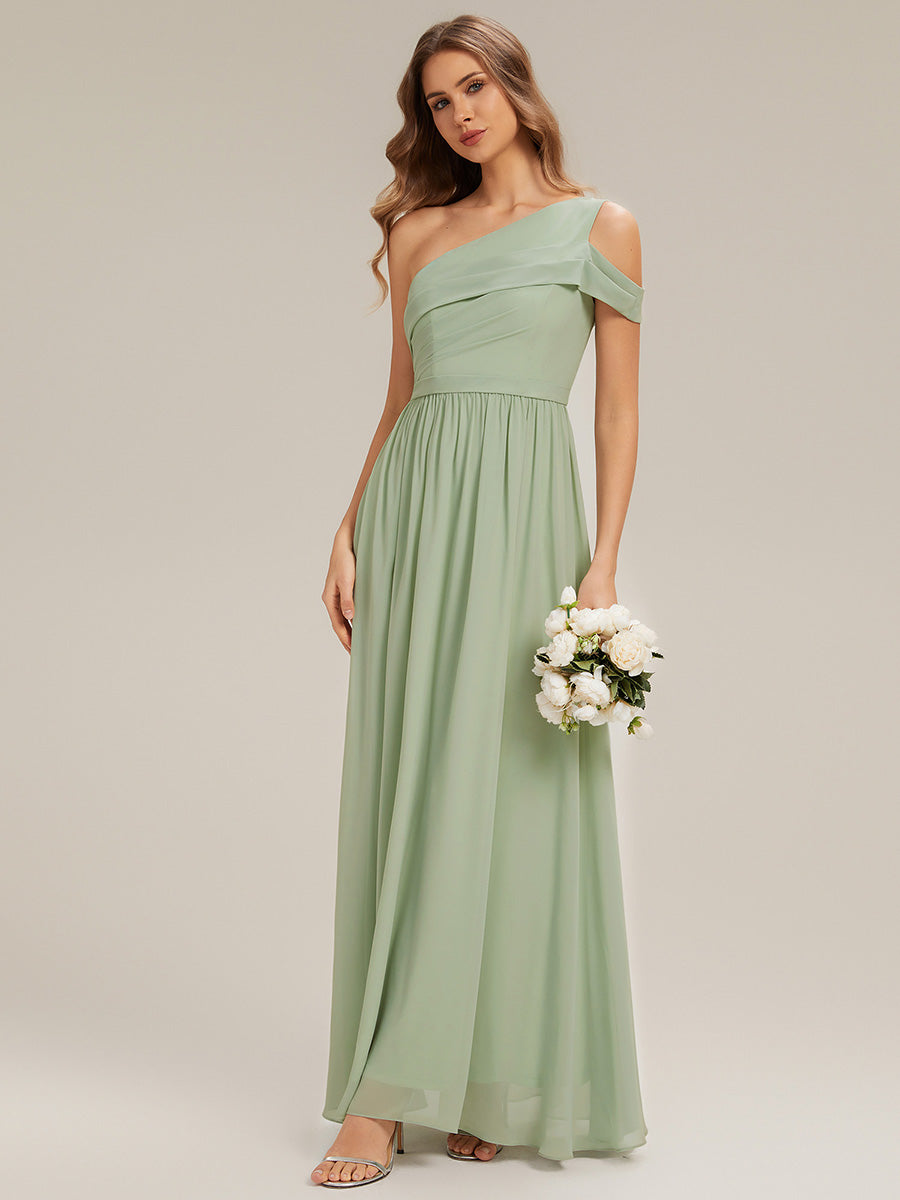 Color=Mint Green | Volume Discounts Short Sleeve Asymmetrical Non-Stretch A-Line Floor Length Bridesmaid Dresses-Mint Green 10