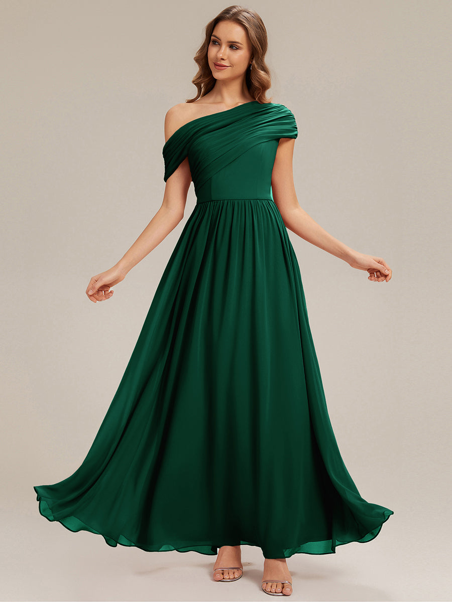 Wholesale Strapless Asymmetrical A-Line Gathered Floor Length Bridesmaid Dresses