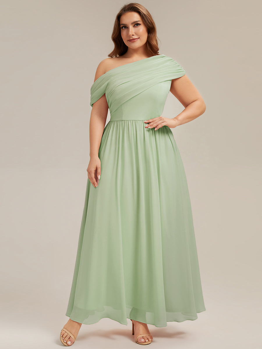 Color=Mint Green | Wholesale Strapless Asymmetrical A-Line Gathered Floor Length Bridesmaid Dresses-Mint Green 6