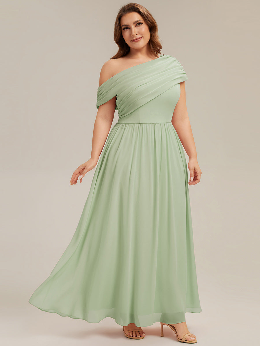 Color=Mint Green | Wholesale Strapless Asymmetrical A-Line Gathered Floor Length Bridesmaid Dresses-Mint Green 9