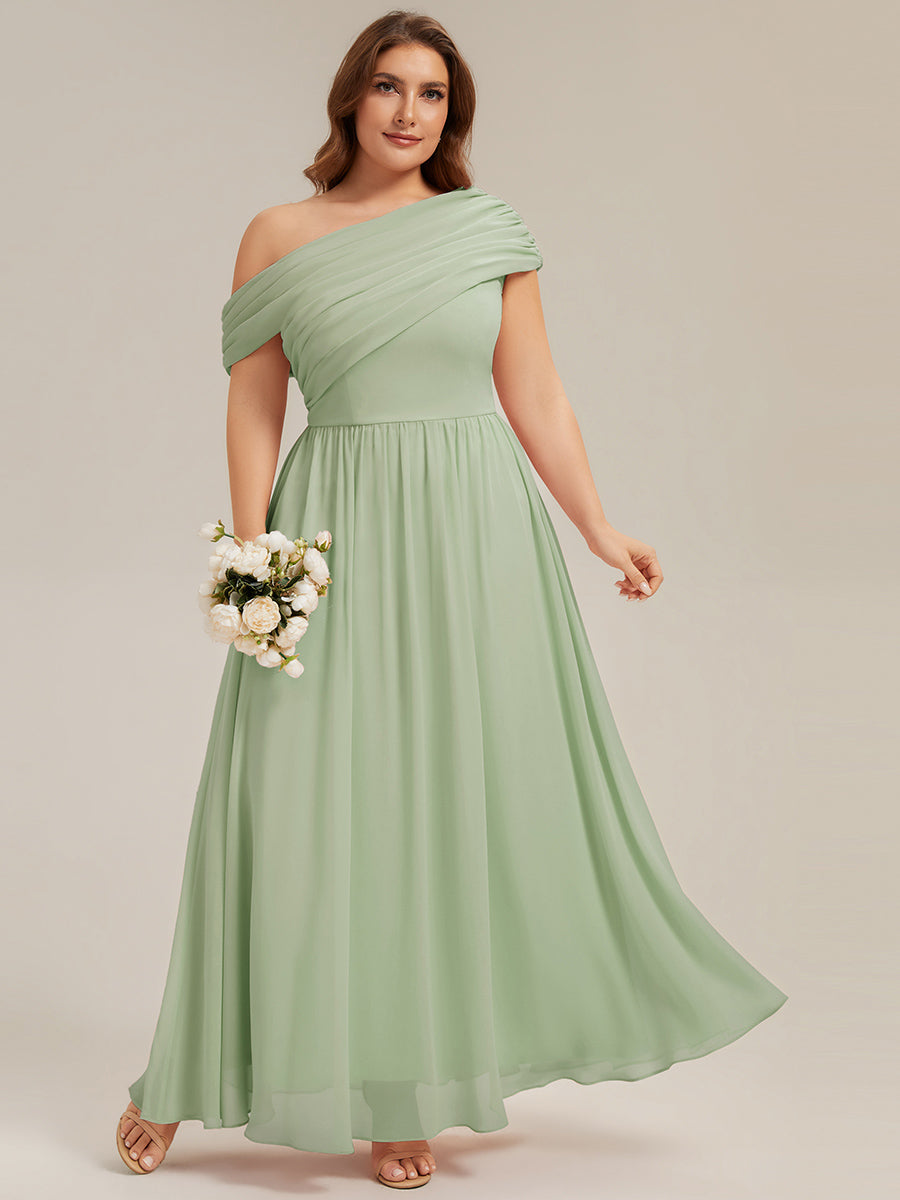 Color=Mint Green | Wholesale Strapless Asymmetrical A-Line Gathered Floor Length Bridesmaid Dresses-Mint Green 10