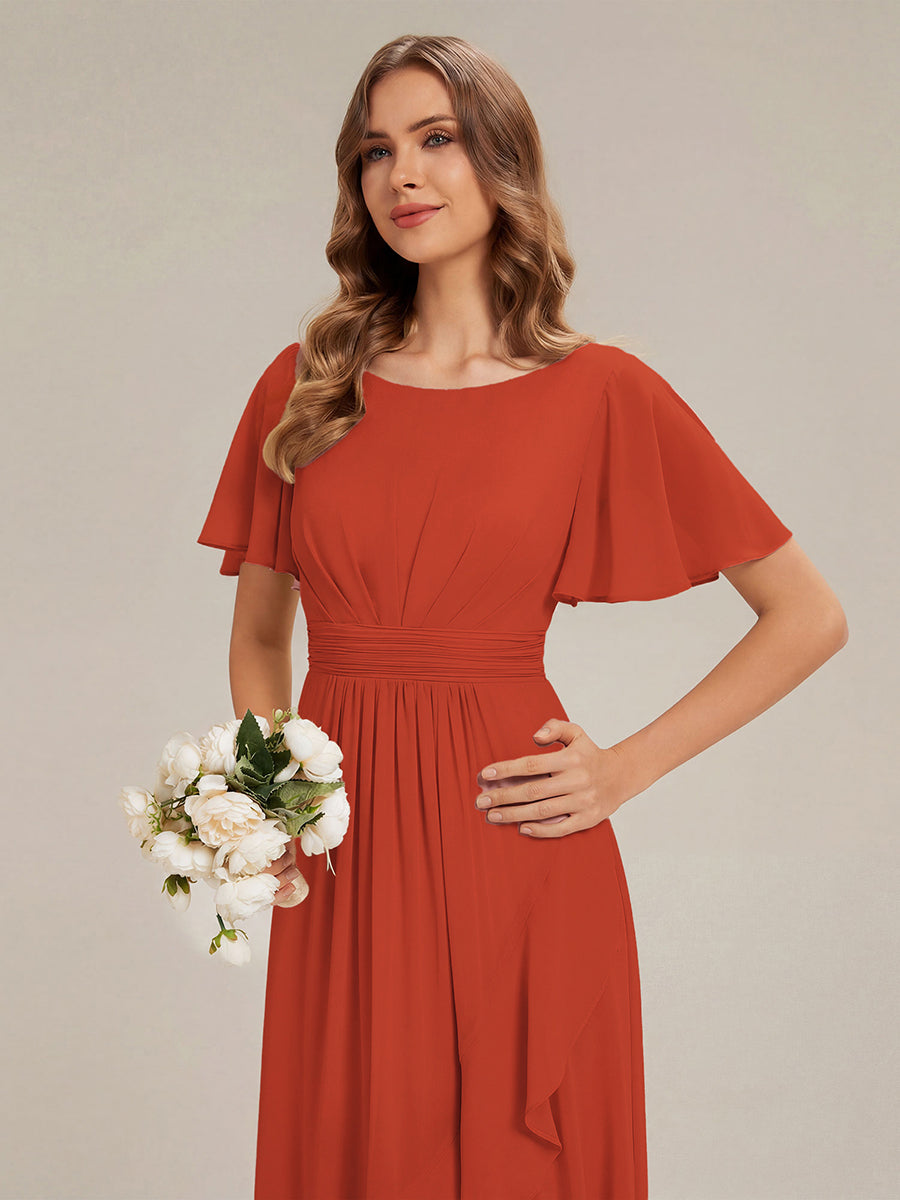Color=Burnt Orange | One Stop Shop Short Sleeve Ruffle Round Neck High-Low Asymmetrical Bridesmaid Dresses-Burnt Orange 23