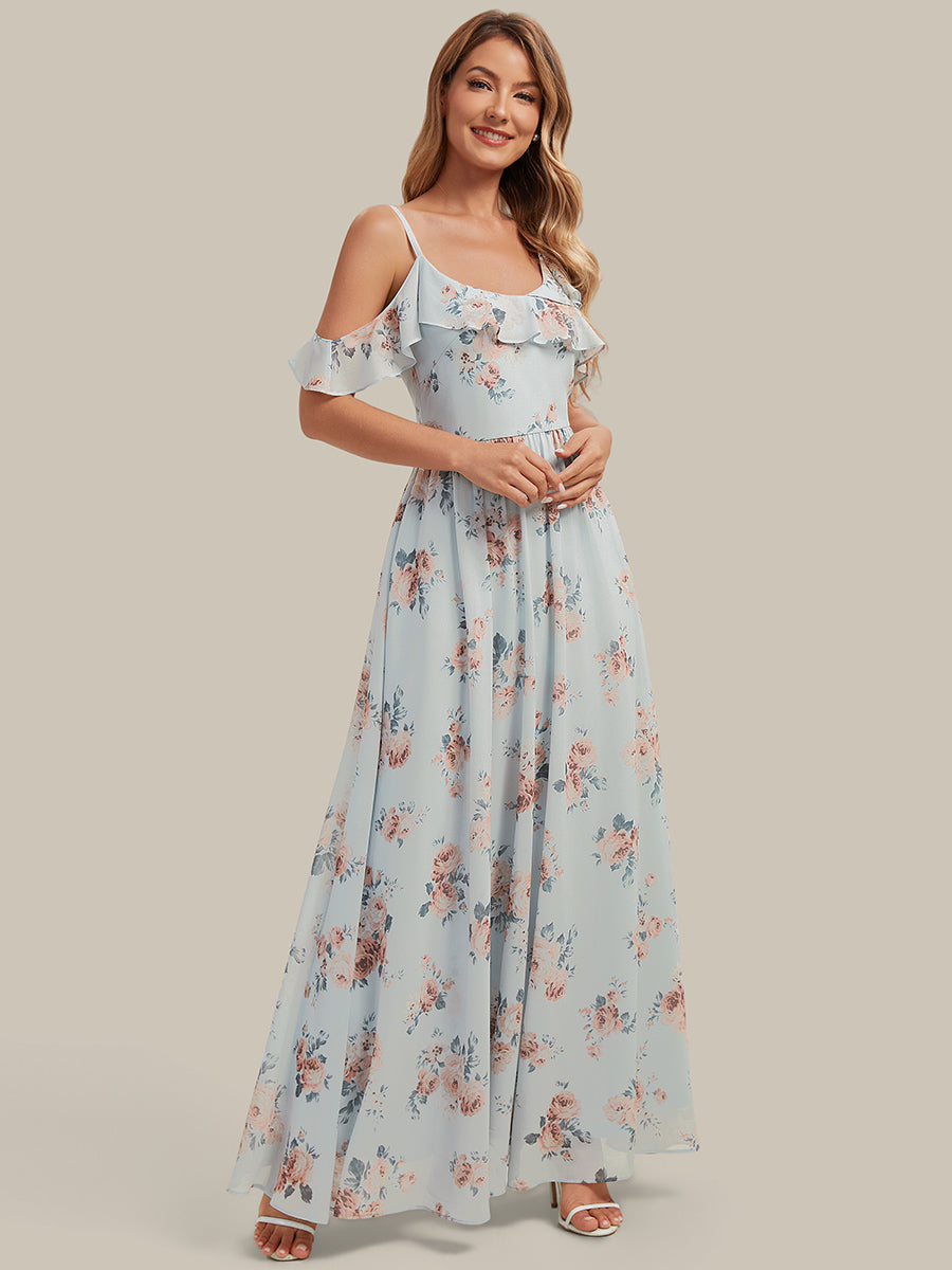 Color=Amber Bloom Amber Bloom | Volume Discounts Short Sleeve Ruffle Asymmetrical A-Line Floor Length Bridesmaid Dresses-Amber Bloom Amber Bloom 3