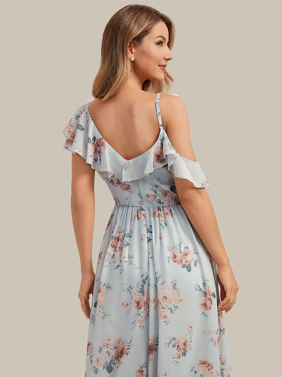Color=Amber Bloom Amber Bloom | Volume Discounts Short Sleeve Ruffle Asymmetrical A-Line Floor Length Bridesmaid Dresses-Amber Bloom Amber Bloom 5
