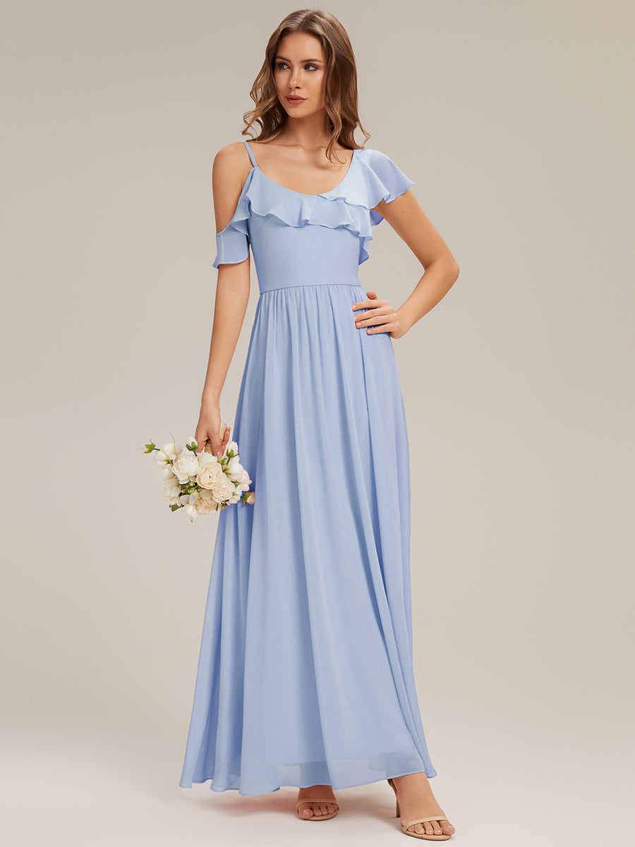 Color=Ice Blue | Volume Discounts Short Sleeve Ruffle Asymmetrical A-Line Floor Length Bridesmaid Dresses-Ice Blue 5