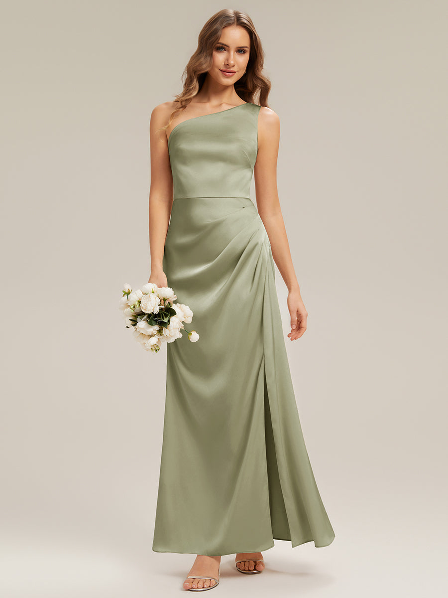 Color=Sage Green | Bulk Order Strapless One Shoulder Sheath Non-Stretch Floor Length Bridesmaid Dresses-Sage Green 15