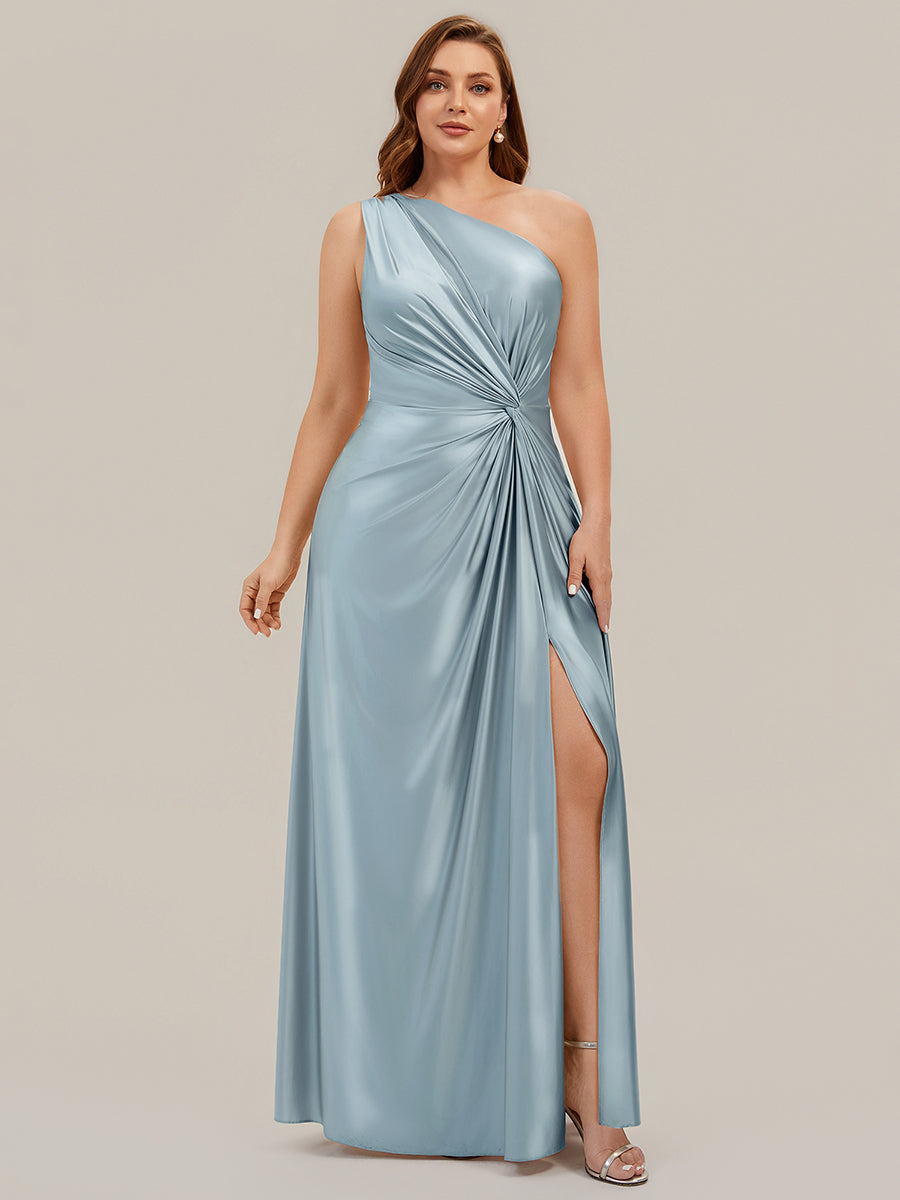 Color=Sky Blue | Bulk Order Sleeveless A-Line High Stretch Asymmetrical Floor Length Dress with Thigh-High Slit, Bridesmaid Dresses-Sky Blue 6